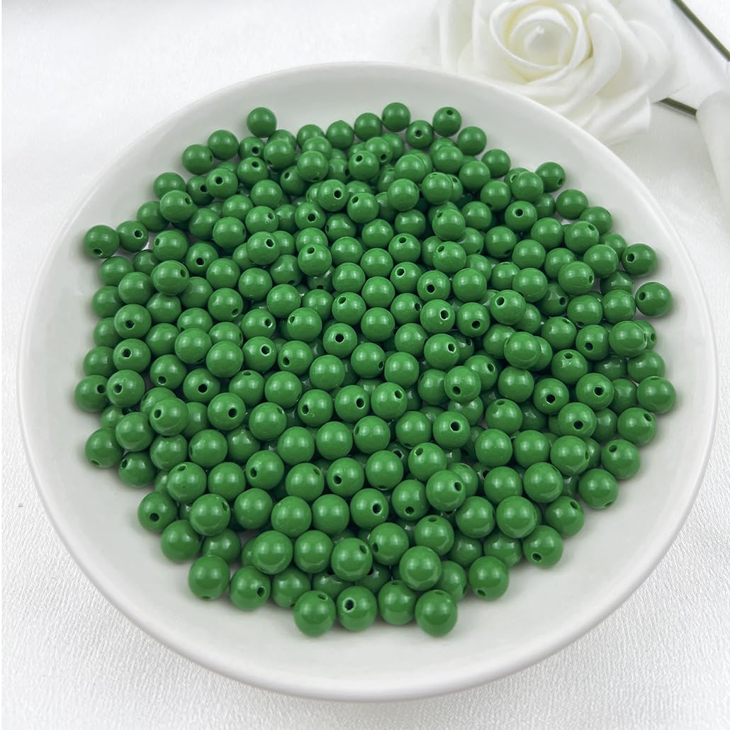 Mulutoo 1000 Pieces 6MM Acrylic Round Beads - Forest Green