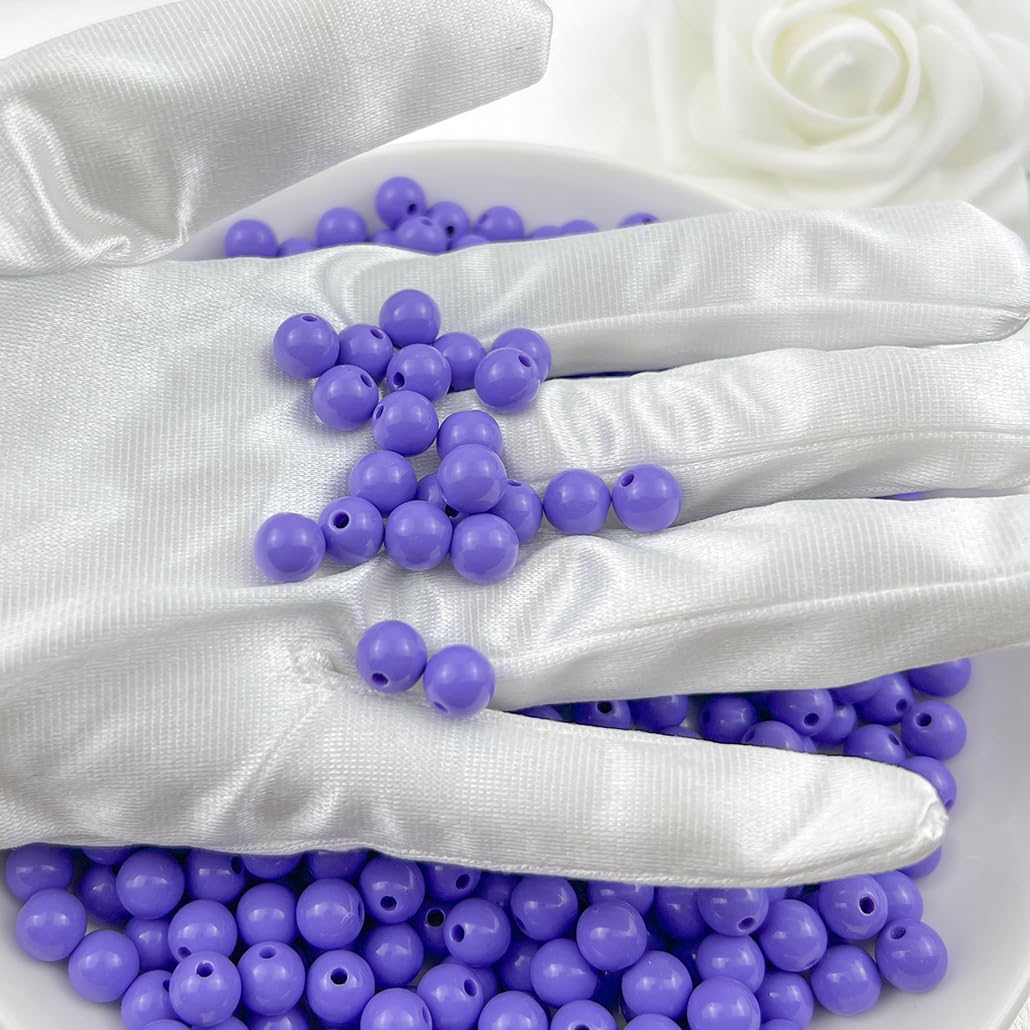 Mulutoo 1000Pieces 6MM Acrylic Round Beads Round Acrylic Balls Chunky Beads Smooth Spacer Plastic Pastel Beads Craft Beads for Necklace and Bracelet Making Crafting Supplies(186-purple)