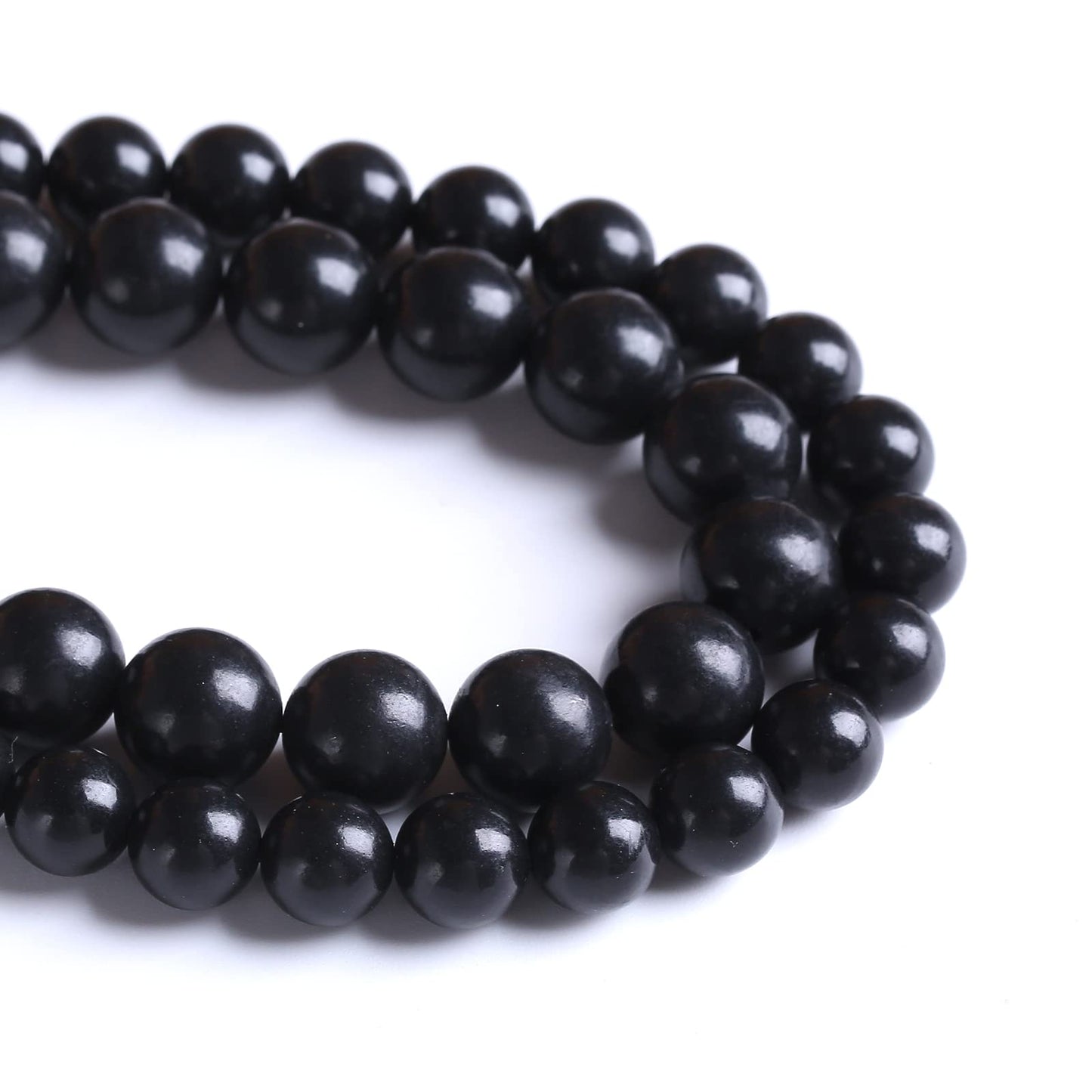 75PCS 10MM Natural Stone Shungite Beads Crystal Loose Beads for Jewelry Making DIY Bracelet