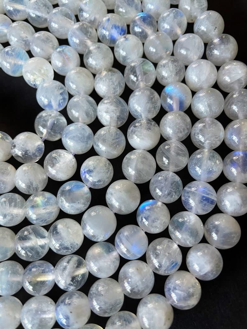 Natural White Moonstone Gemstone Round Loose Beads in 15.5" Strand (6mm)