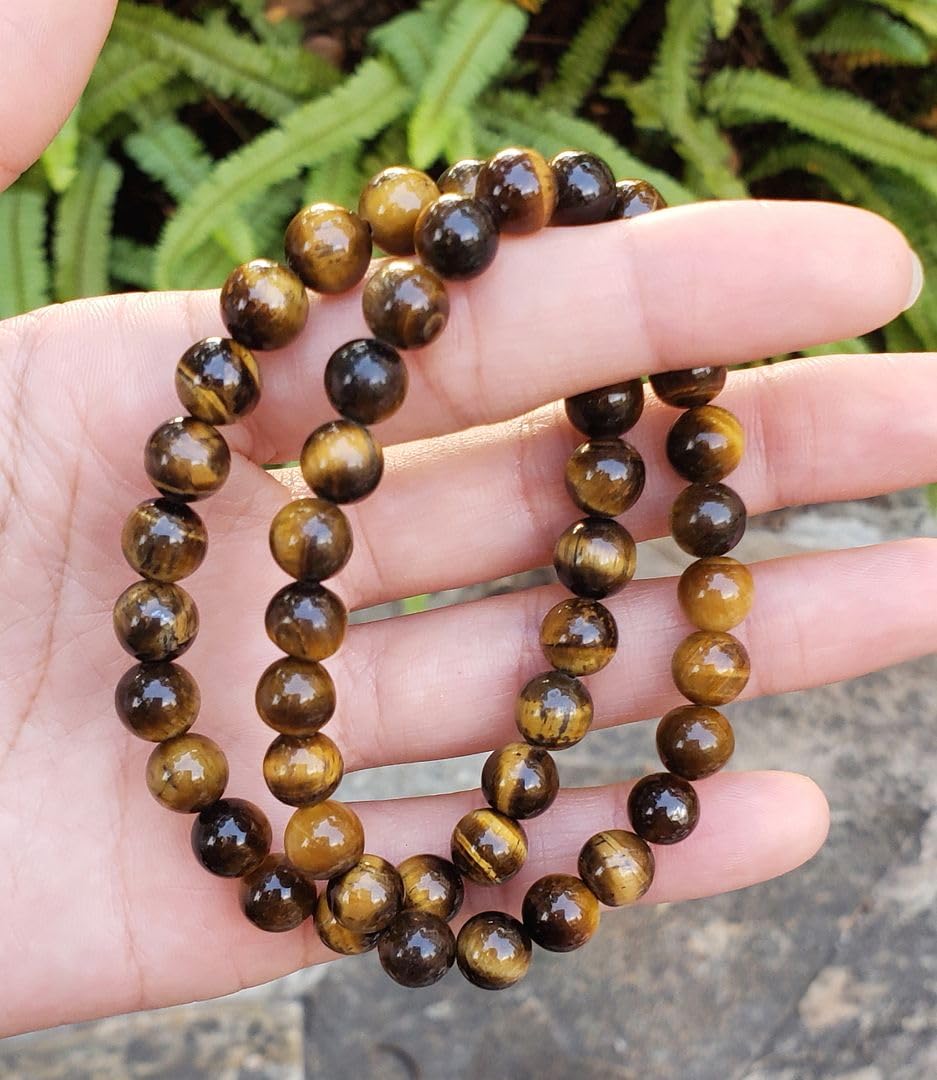 Adabele Real Natural Golden Yellow Tiger's Eye Bracelet 8 inch Stretch Gemstone Beaded Bracelet Chakra Healing Crystal Stone Jewelry Energy Quartz Rock GB8-C26