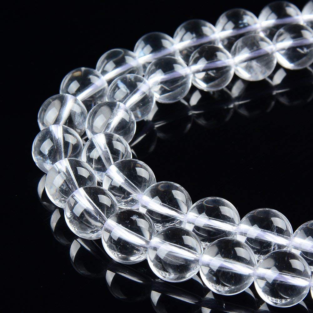 PLTbeads Gorgeous Natural Gemstone Loose Beads Smooth Round Approxi 15.5 inch DIY Bracelet Necklace for Jewelry Making (10mm, Smooth Crystal Quartz)