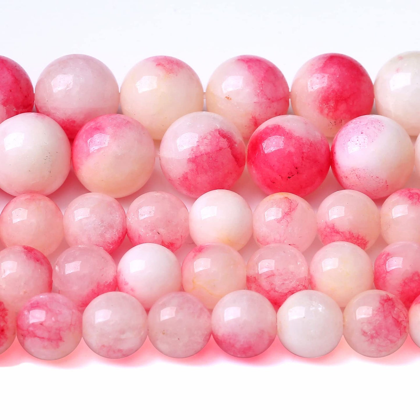 75PCS 10MM Pink Tourmaline Jade 2 Strands Stone Beads for Jewelry Making DIY Bracelet Necklace