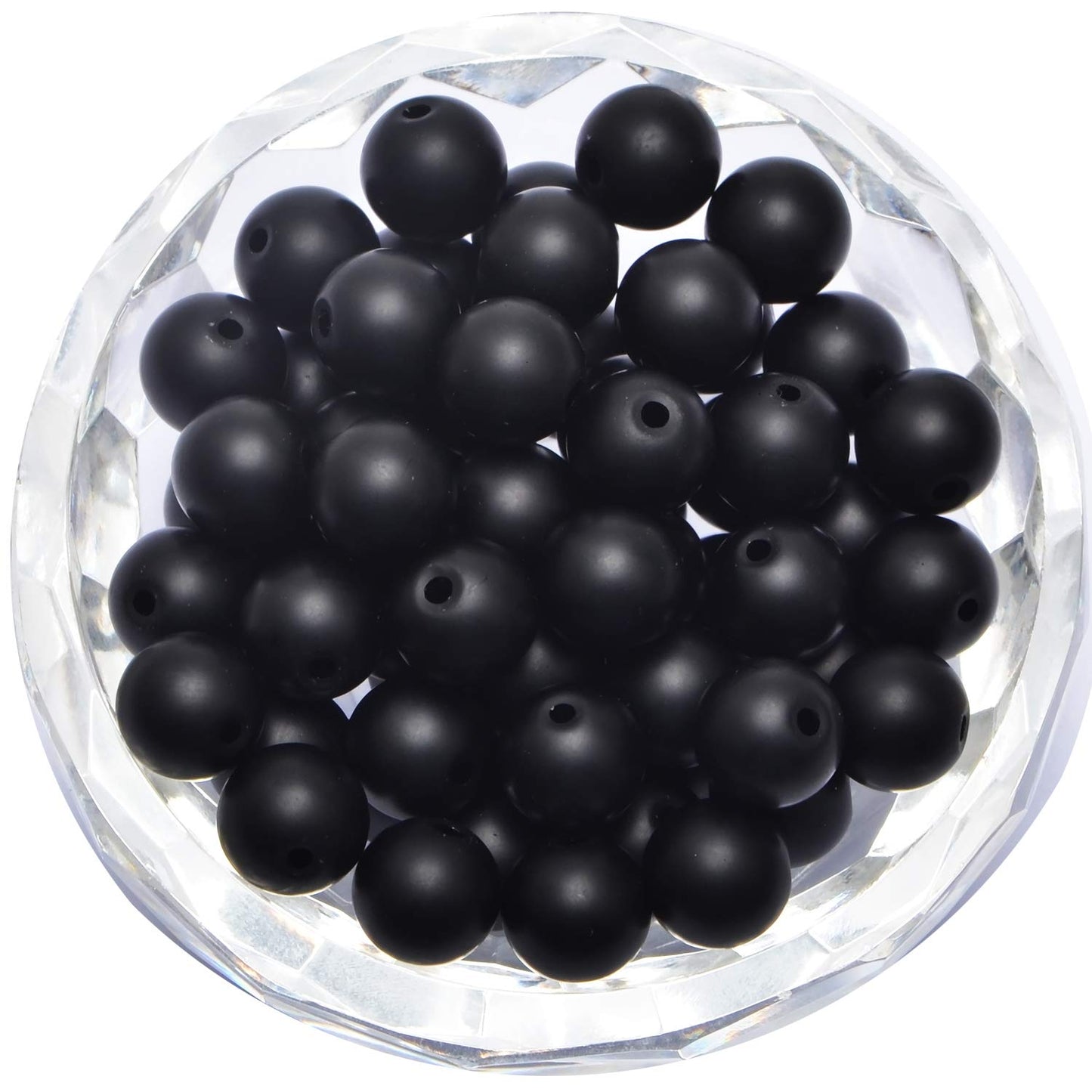 100Pcs Natural Crystal Beads Stone Gemstone Round Loose Energy Healing Beads with Free Crystal Stretch Cord for Jewelry Making (Matte Onyx, 8MM)