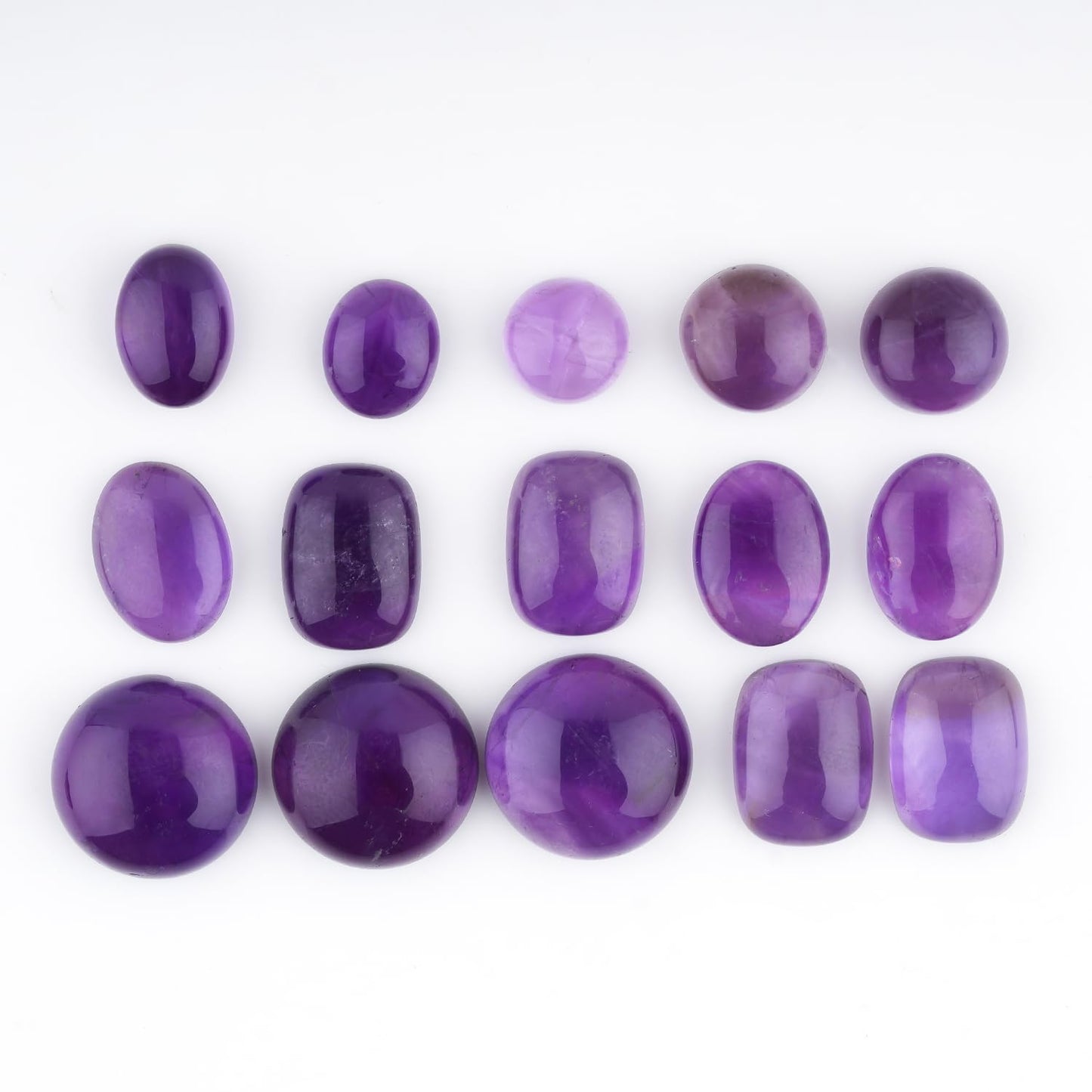 GemSymphony Natural Amethyst Gemstone Cabochon Pack of 3 Mixed Shapes – Polished Crystal Stones for Jewelry Making Supply, Healing, Reiki & DIY Crafts, Natural Gem Cab Set for Wire Wrapping (10-20 mm)