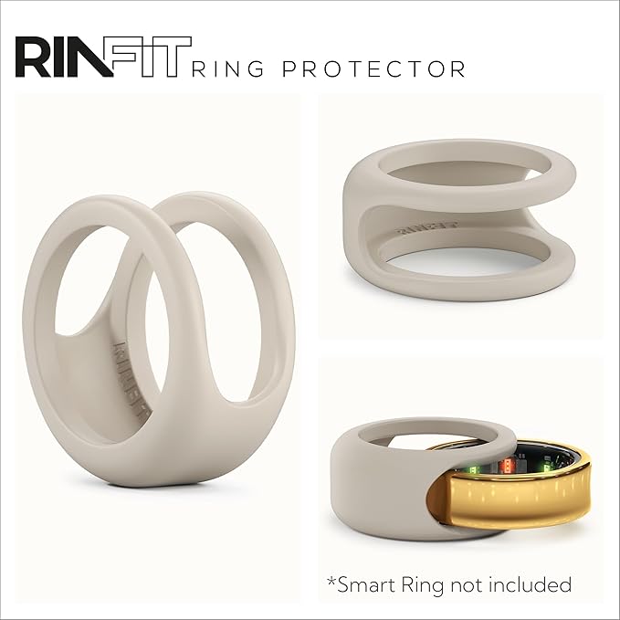 Rinfit Smart Ring Protector - Silicone Ring Enhancer for Active Lifestyle and Gym - StyleFit U.S. Design Patent - Stone, Size 9