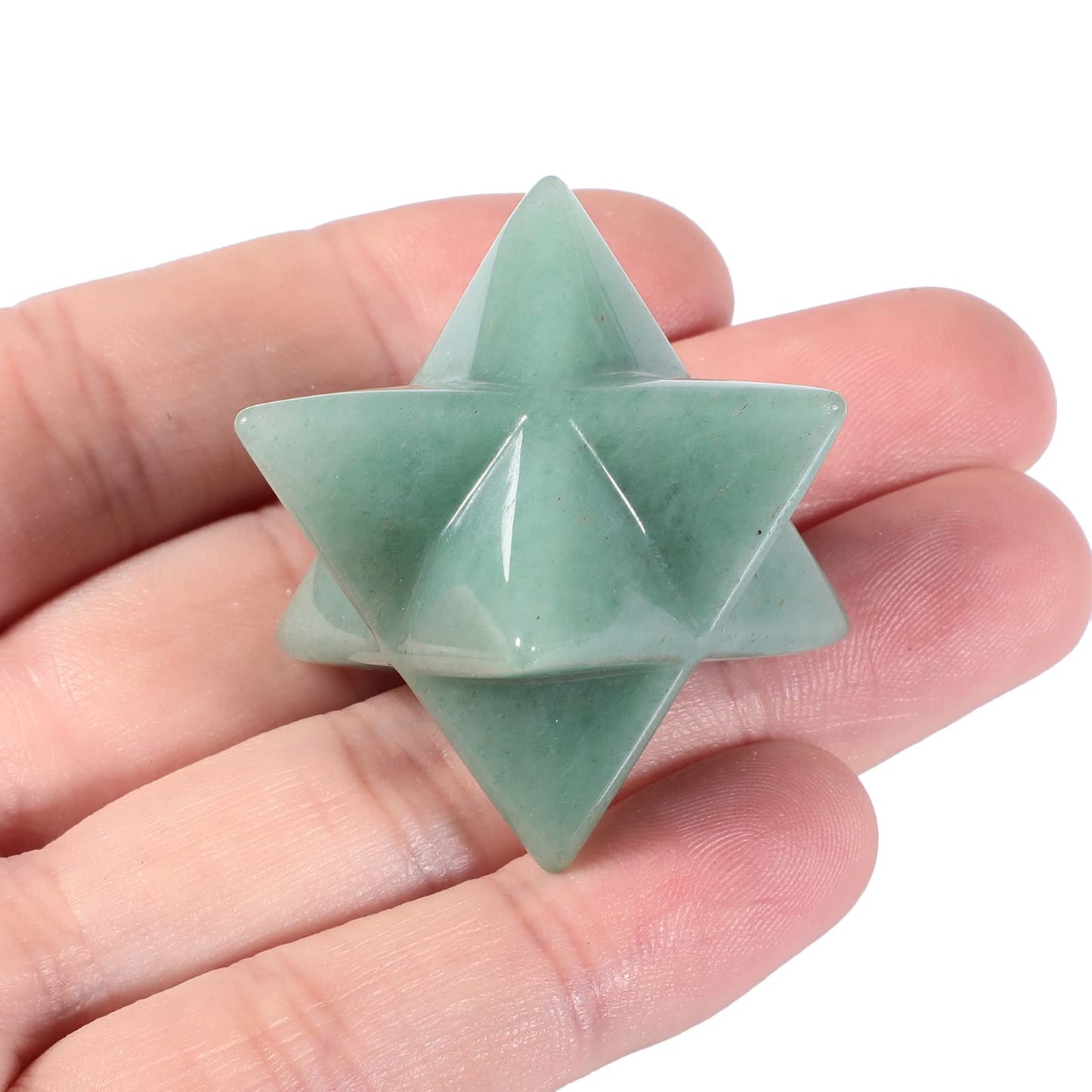 Loveliome Natural Green Aventurine Merkaba Crystal Protection Sacred Meditation Energy Generator Healing Chakra Six-Pointed Star 1 Inch