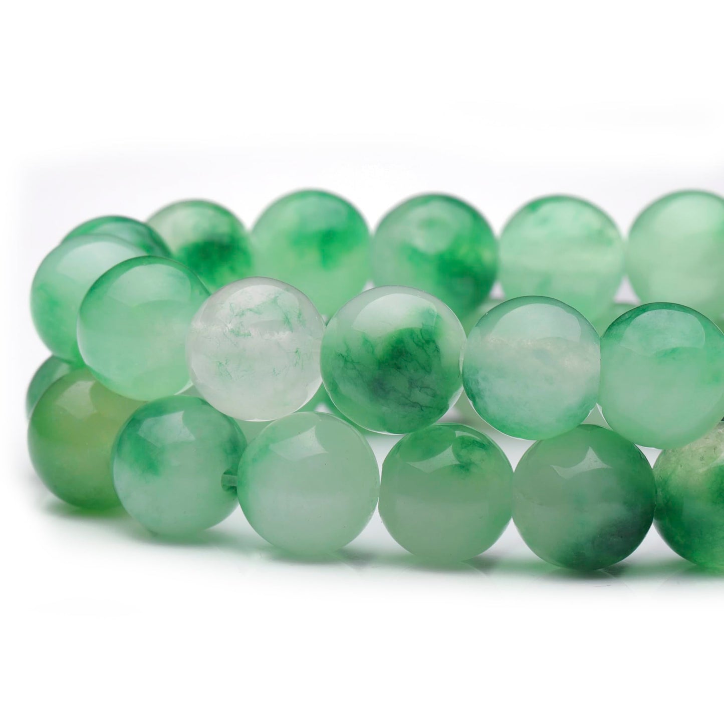 Youngbling Natural Gemstone Beads for Jewelry Making,6mm Green Flower Jade Polished Round Smooth Stone,Genuine Real Stone Red Beads for Bracelet Necklace 15 Inch