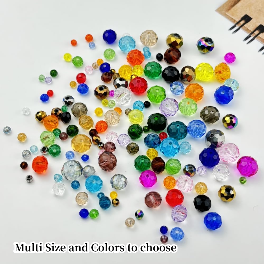 YUEXIGO 250pcs 6mm Crystal Glass Beads for Jewelry Making, Faceted Rondelle Glass Spacer Beads for Wind Chimes Bracelet Earring Necklace DIY Craft(Gold Champagne)