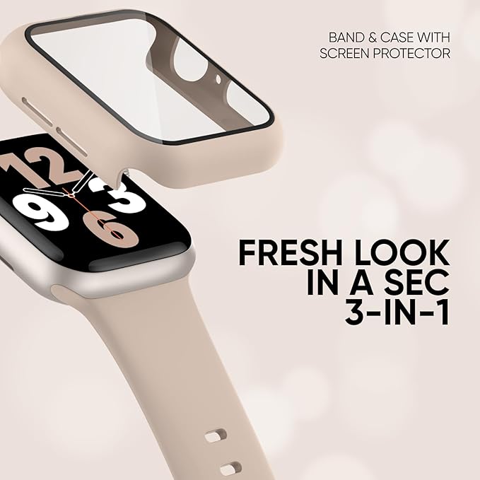 Compatible for Apple Watch Series 11 10 Band 42mm and Case with Screen Protector, Soft Silicone Sport Strap Bands and Protective Cover with Tempered Glass for iWatch Series 11 10
