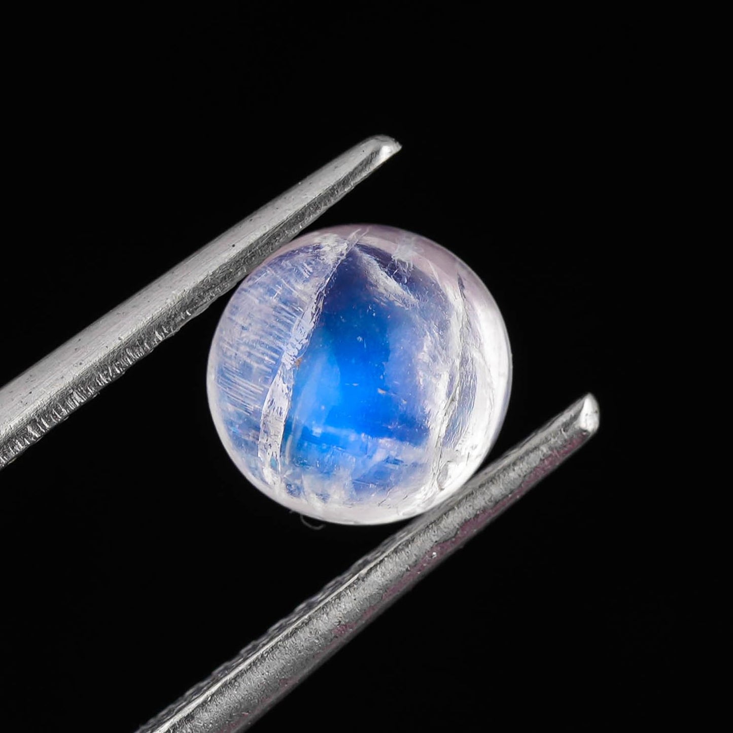 CRYSTALINES (5pcs) Natural Rainbow Moonstone Gemstone, Bulk Cabochon Tiny Round Stones, Jewelry Making, Polished Loose Supplies, Wicca & Reiki Healing Crystals, June Birthstone, Gem Collection