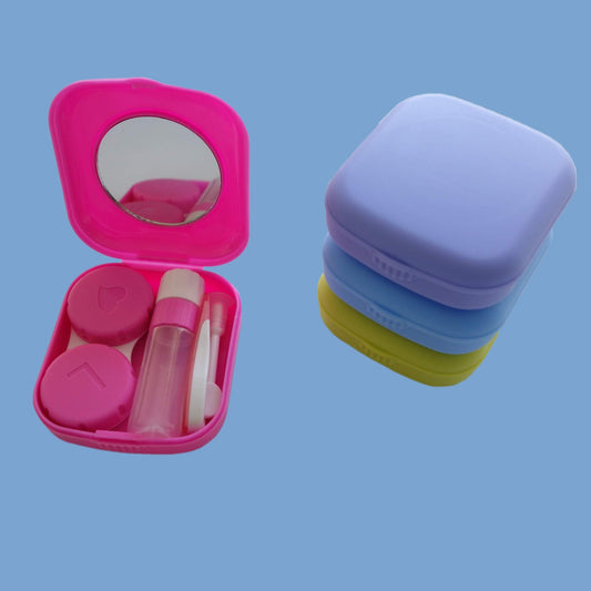 Erewa 4 Pack Colorful Contact Lens Case Kit with Mirror Durable, Compact, Portable Soak Storage Kit(Multi Color)