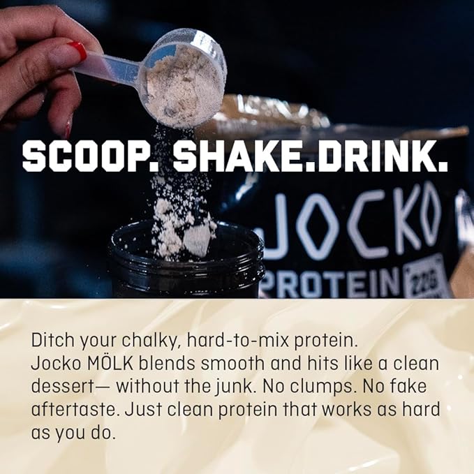 Jocko Fuel Mölk Whey Protein Powder 22g Low Sugar Monk Fruit Blend - Muscle Recovery & Growth, Packaging May Vary (31 Servings, Chocolate Peanut Butter)