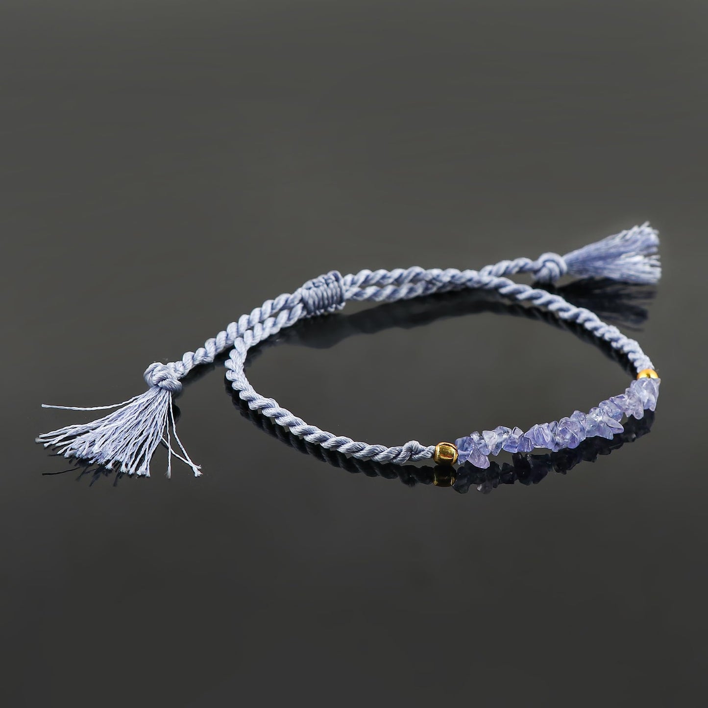 TGH Natural Tanzanite Chips Braided Bracelet Energy Healing Crystals Birthday Gift for Her Resizable Hand Braid Rope Thread Protection Bracelet for Men Women Gemstone Jewelry Christmas Gift