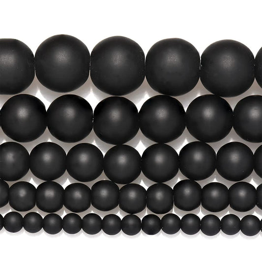4mm 90pcs Beads Agata Onyx Round Strand Gem Natural Stone Fashion Jewelry Findings Tassels Chandelier Necklace Earrings Bangle Making Dull Polished Accessories DIY(4mm, Black Matte)