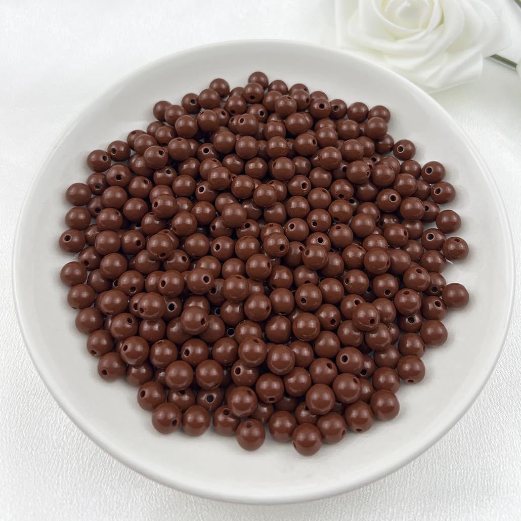 Mulutoo 1000pcs 6MM Acrylic Round Beads - Brown