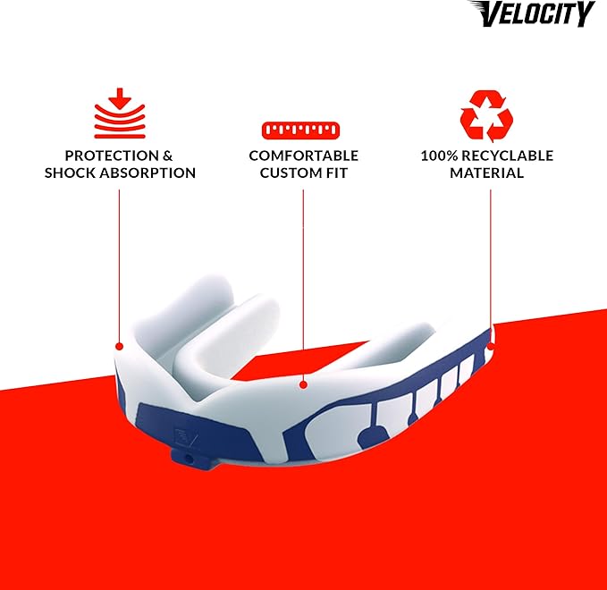 Velocity Champion Junior Mouthguard, 2 Pack, Pink & White - for Ages 5 to 10 - Ideal for Lacrosse, Football, Hockey, Basketball, Soccer, Boxing, Martial Arts, Field Hockey, and More