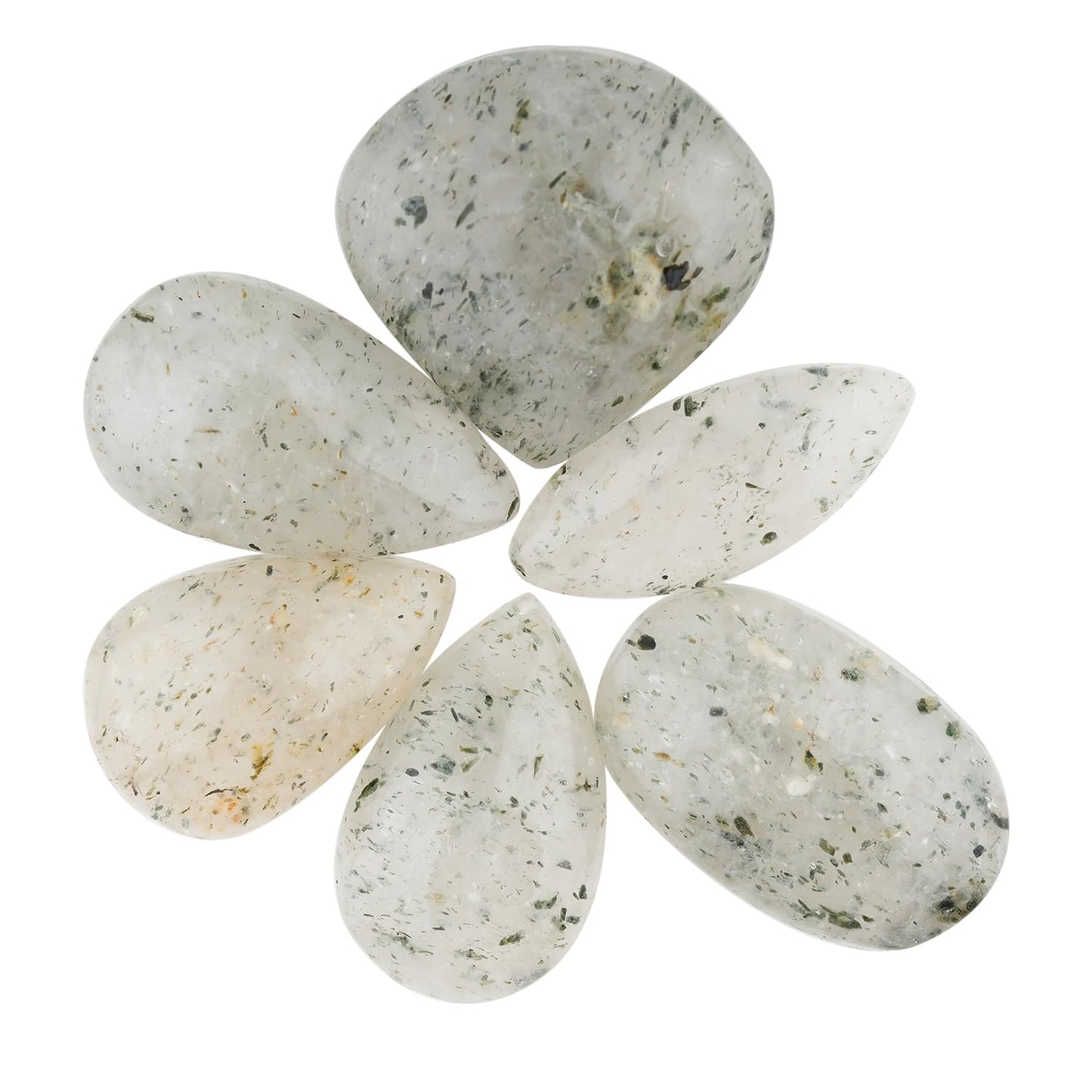 ColouredRocks (6pcs.) DOTTED QUARTZ, Natural Cabochon Crystals, Loose Gemstone, Wholesale Polished Supply, Jewelry Making, DIY Craft, Gem Collection (18-25 mm size)