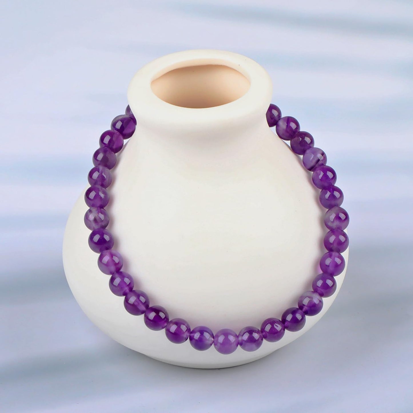 LPBeads Handmade Natural Gemstone Stretch Elastic 6m Amethyst Bracelet Healing Crystal Round Stone Beads Jewelry Gifts for Women Men
