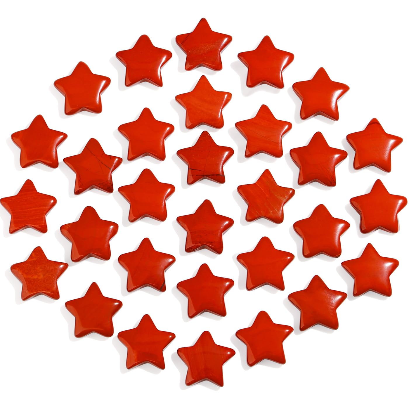 DUQGUHO 20 Pcs Red Jasper Crystals Star Crystal Set Natural Healing Crystal Bulk Polished Stone Pocket Palm Protection Sacred Meditation Energy Reiki Balancing Gift