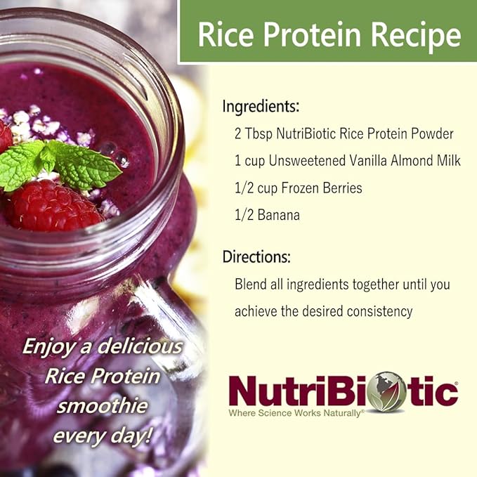 NutriBiotic ??Plain Rice Protein, 1 Lb 5 oz (600g) - Low Carb, Keto-Friendly, Vegan, Raw Protein Powder - Grown & Processed Without Chemicals, GMOs or Gluten - Easy to Digest & Nutrient-Rich