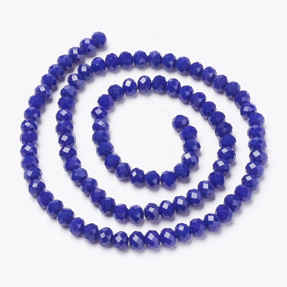 10 Strands Briolette Faceted Rondelle Glass Beads 4x3mm Tiny Opaque Glass Loose Beads 1230pcs for Bracelets Jewelry Making