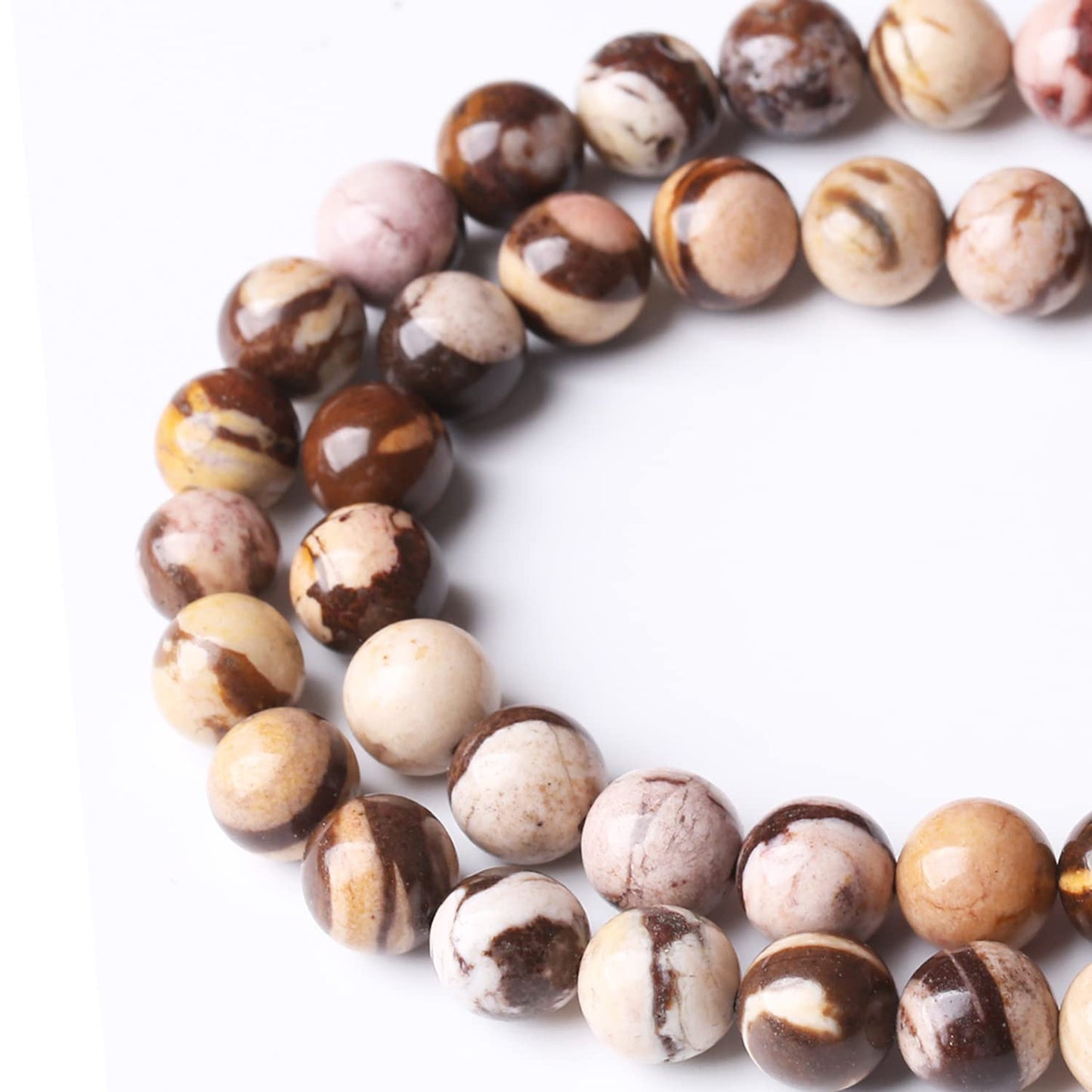 32PCS 12MM Natural Brown Zebra Round Loose Stone Beads for Jewelry Making DIY Energy Stone Healing Power Bracelet 15"