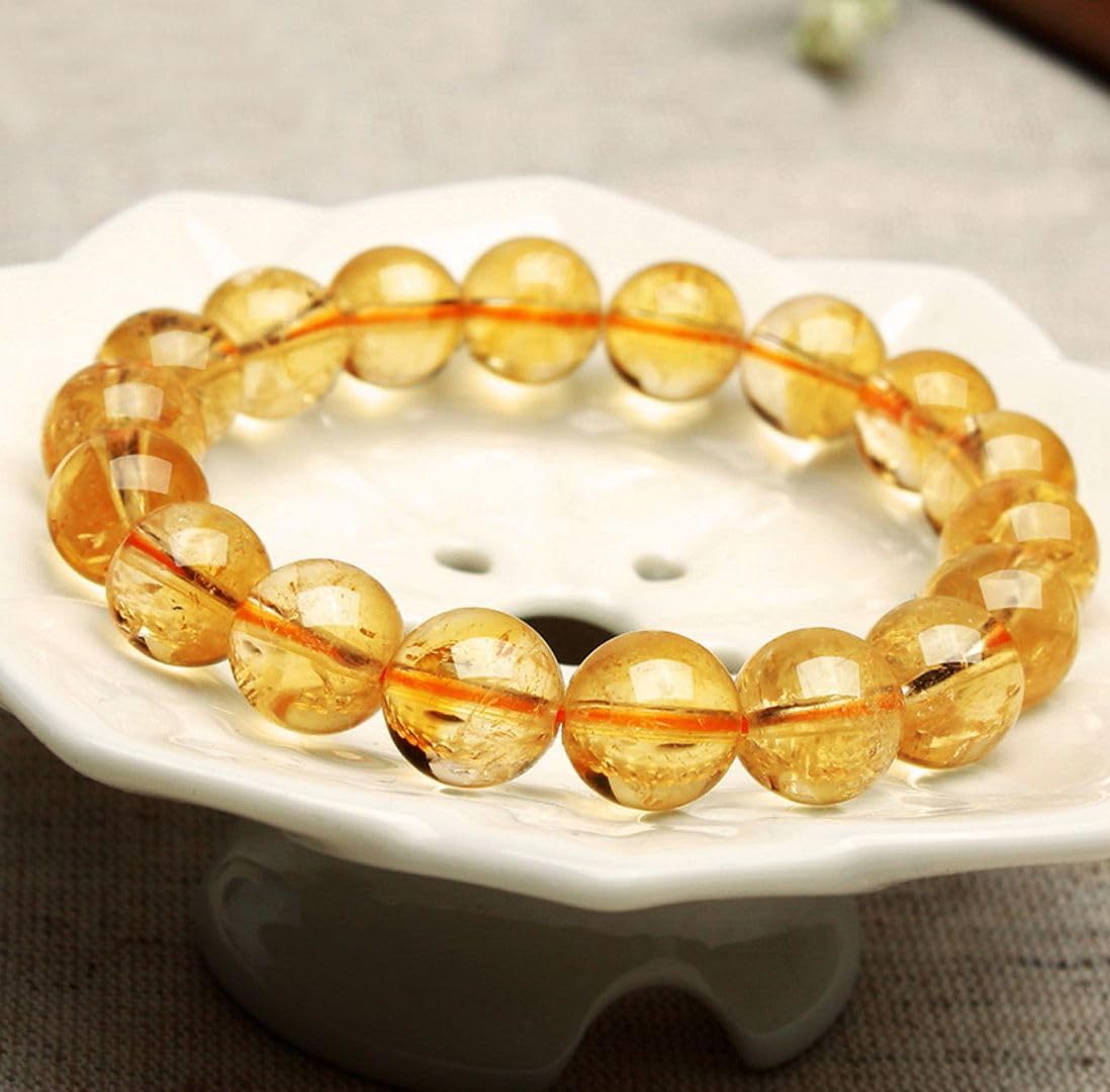 Adabele Real Natural Yellow Citrine Bracelet 8 inch Stretch Gemstone Beaded Bracelet Chakra Healing Crystal Stone Jewelry Women Mom Gift (Unisex) GB8-C27