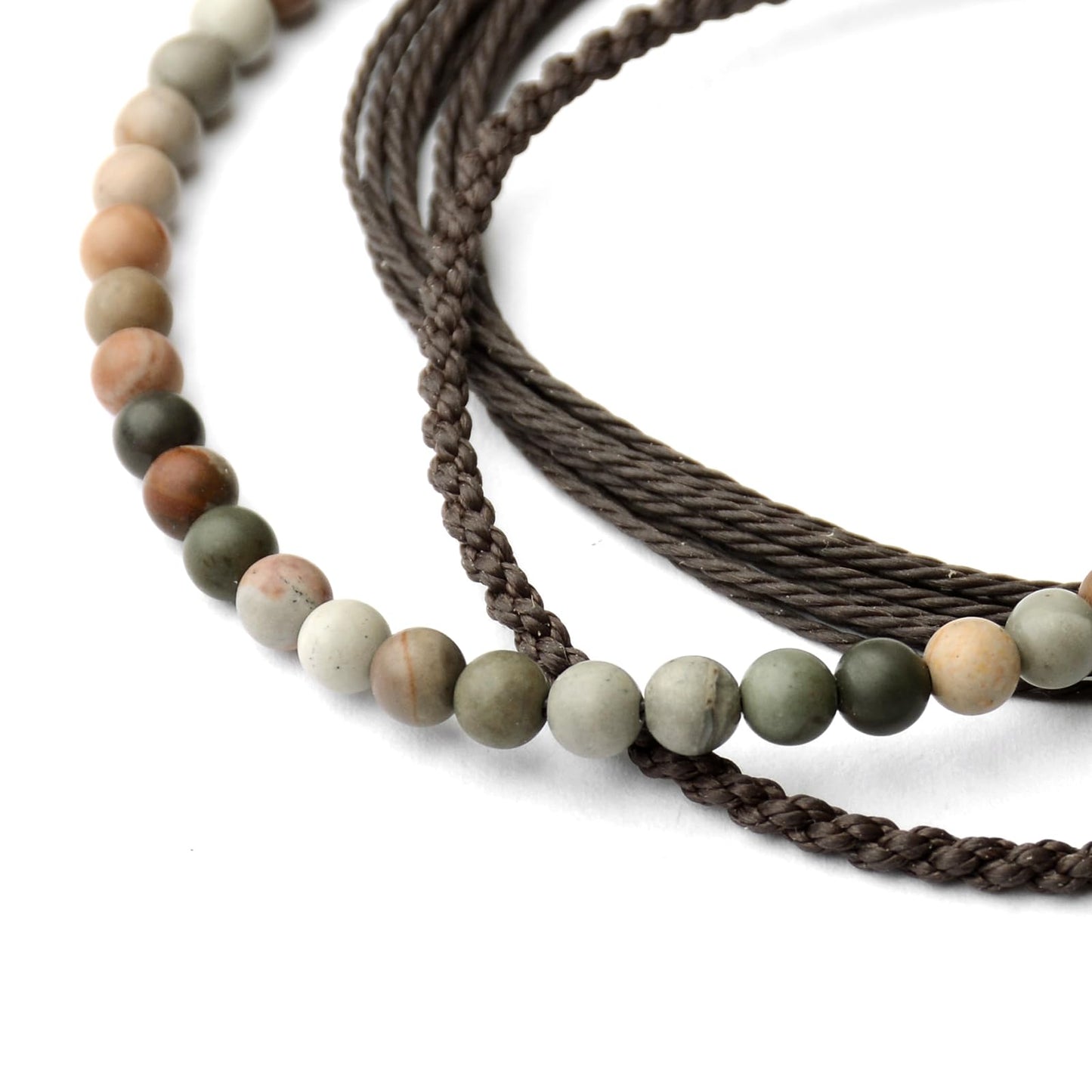 Handmade Natural Stone Beaded Healing Bracelet Gift for Men Adjustable Rope String Bracelet (Blue Picasso/Matte, Adjustable)