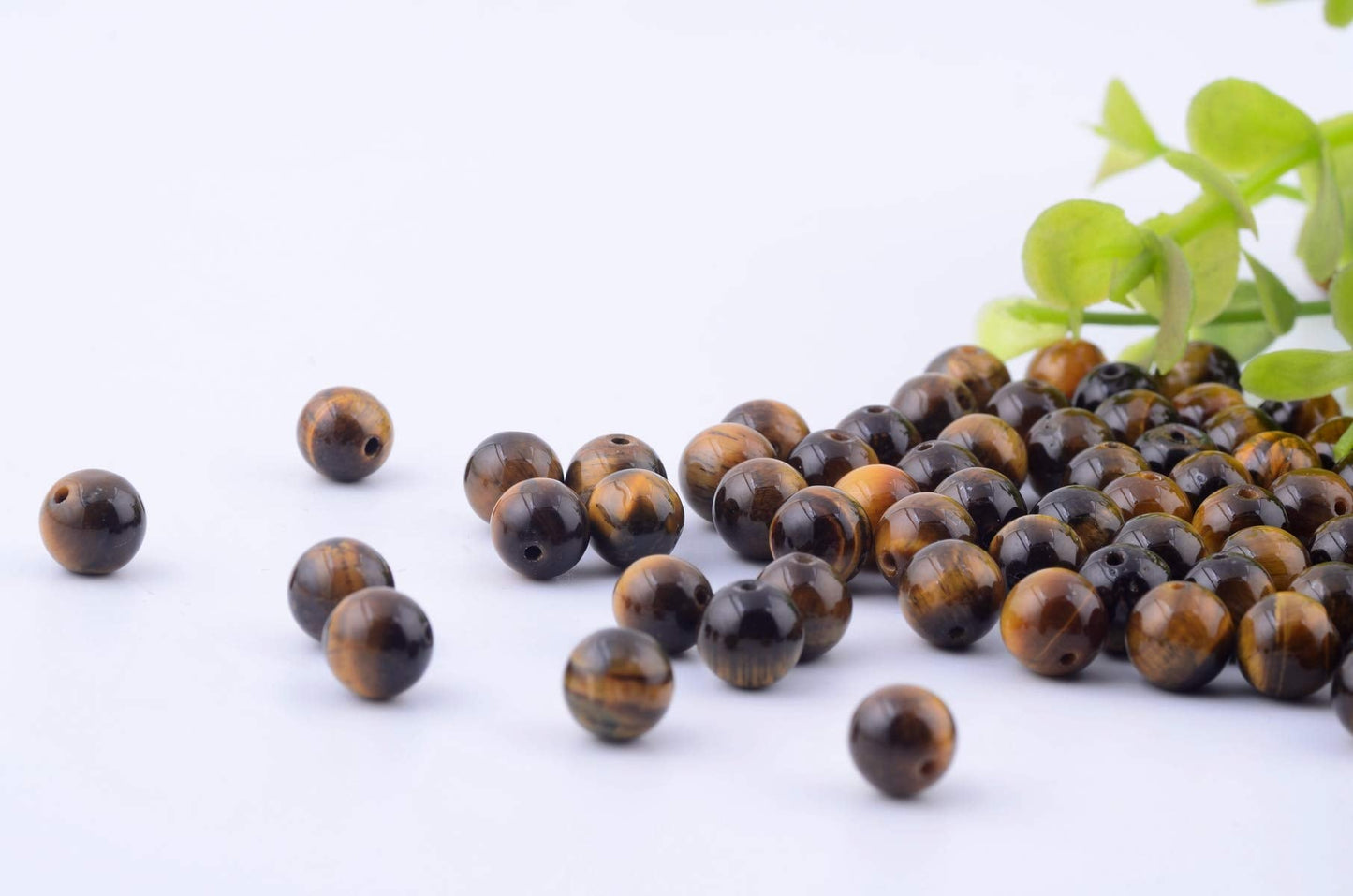 Natural Stone Beads 100pcs 6mm Tiger Eye Round Genuine Real Stone Beading Loose Gemstone Hole Size 1mm DIY Smooth Beads for Bracelet Necklace Earrings Jewelry Making (Tiger Eye, 6mm)