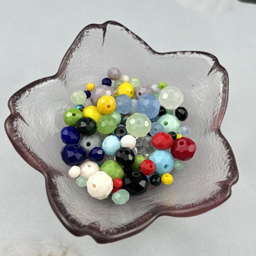 Pinhoollgo 400pcs 4mm Crystal Glass Beads Faceted Rondelle Glass Spacer Beads for Bracelets Necklace Pendants Earrings Key Chains Jewelry Making(White Jade)
