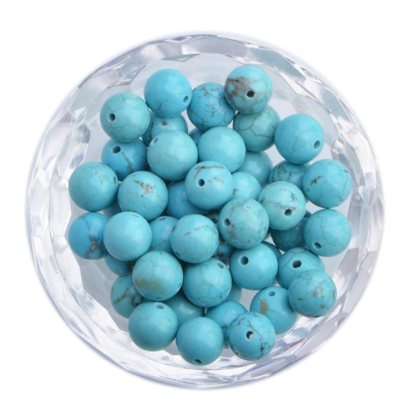 100Pcs Natural Crystal Beads Stone Gemstone Round Loose Energy Healing Beads with Free Crystal Stretch Cord for Jewelry Making (Turquoise, 8MM)