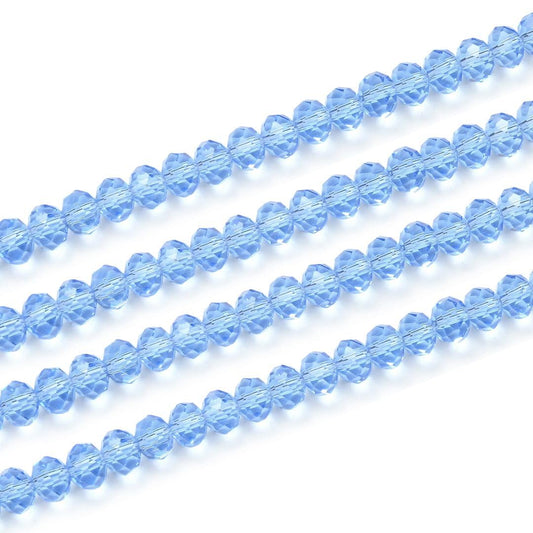 500pcs Czech Faceted Rondelle Crystal Glass Loose Beads 4mm Small Tiny Spacer Bulk Light Sapphire Blue for DIY Craft Jewelry Making CCR414