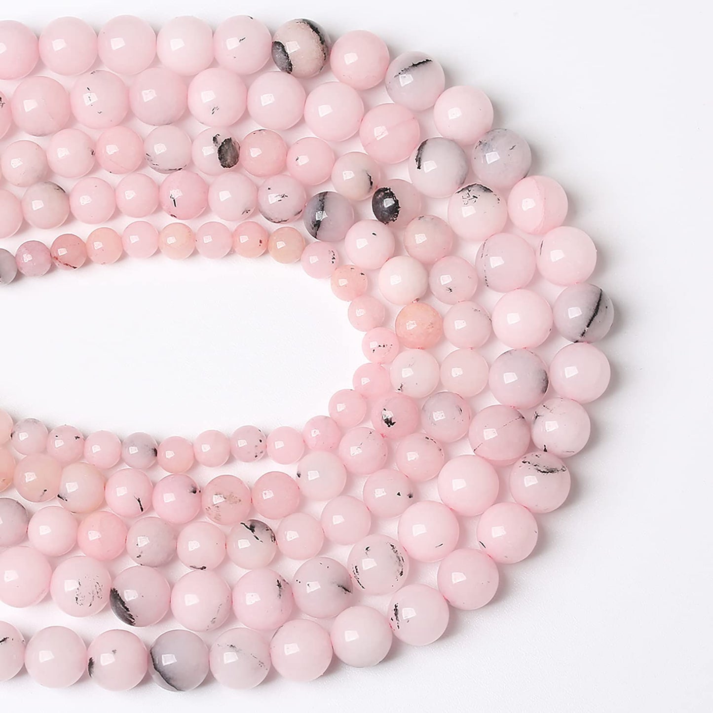 8MM 45PCS Natural Stone Pink Opal Jade Chalcedony Beads for Jewelry Making DIY Bracelet 1 Strand