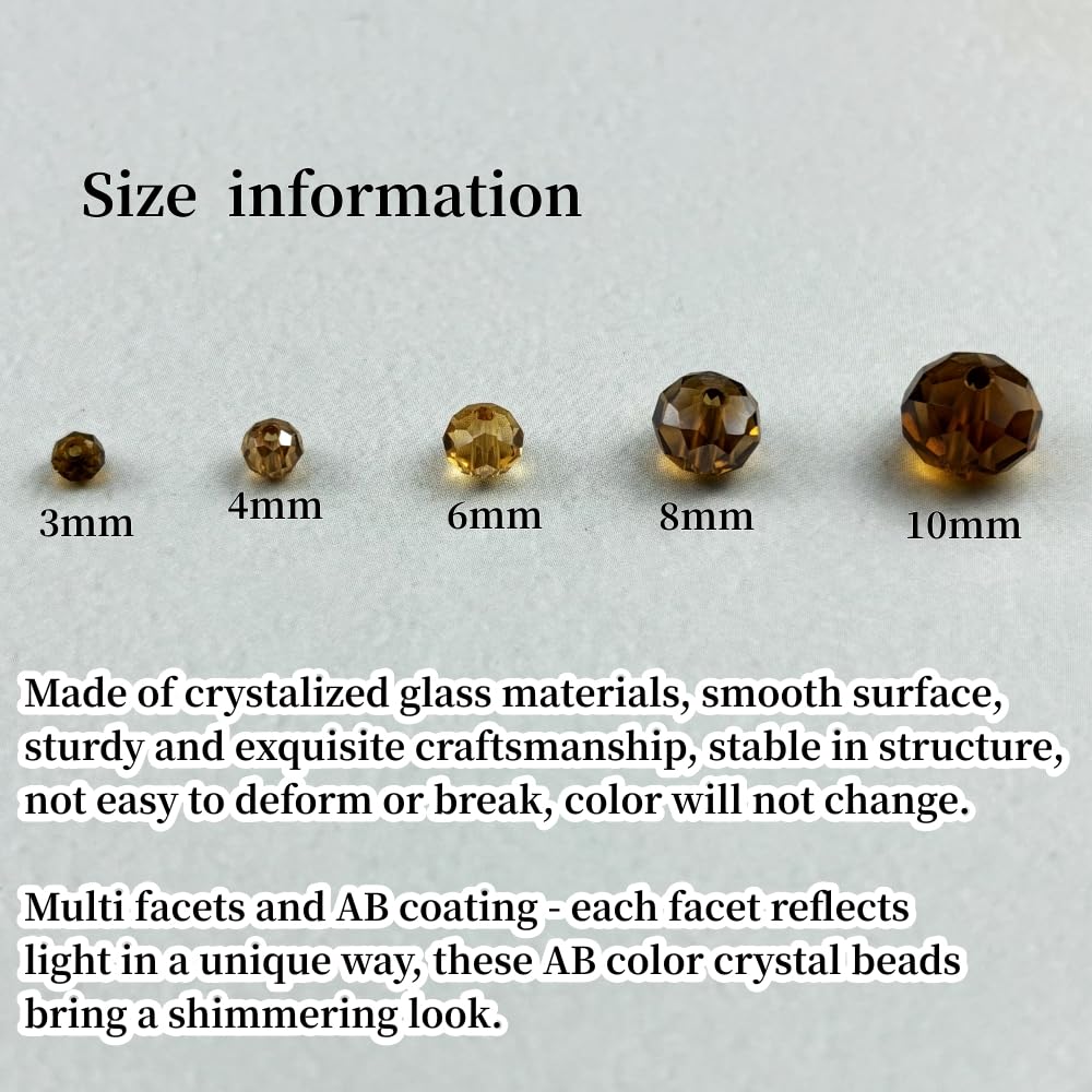 YHYPOCI 100pcs 8mm Crystal Glass Beads for Crafts Faceted Rondelle Glass Beads for Jewelry Making Crystal Spacer Beads for Necklaces Bracelets Earrings DIY Craft(Amber AB)
