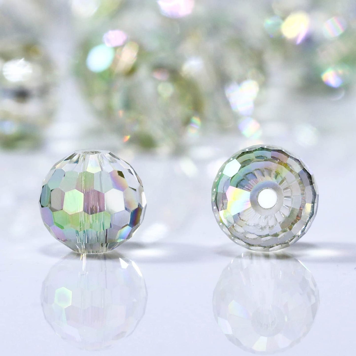 Dowarm 150PCS 6MM Round Crystal Glass Beads for Jewelry Making & Crafts, Spring Green Faceted Crystal Rondelle Spacer Beads for Bracelets, Wind Chimes & Suncatchers