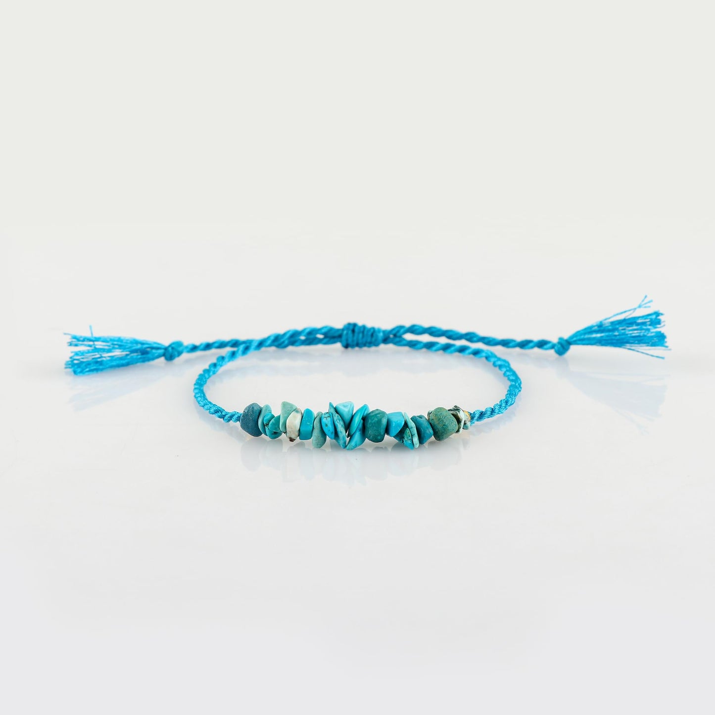 TGH Natural Turquoise Chips Braided Bracelet Healing Birthday Gift for Her Resizable Hand Braid Rope Thread Protection Bracelet for Men Women Gemstone Jewelry Christmas Gift (Turquoise)