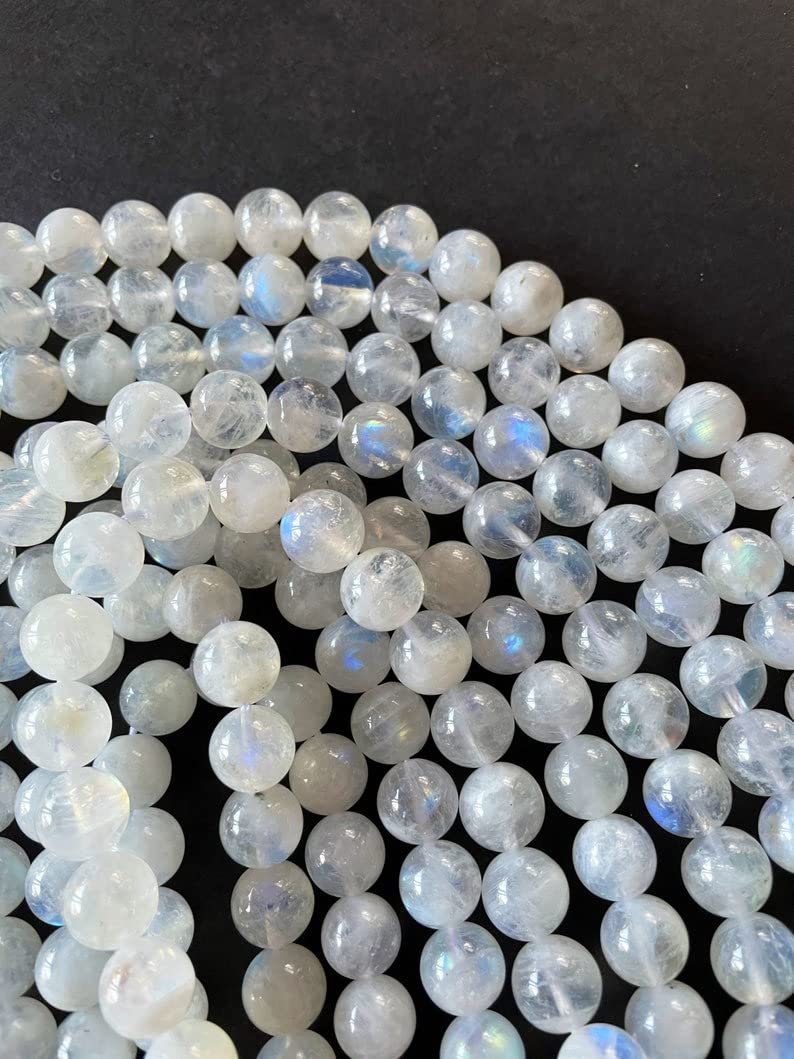 Natural White Moonstone Gemstone Round Loose Beads in 15.5" Strand (6mm)
