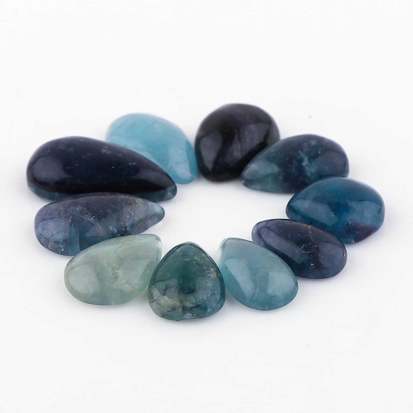 CRYSTALINES 10pcs Natural Multi Fluorite Gemstone, Wholesale Cabochon, High Grade Polished Stones Supply, DIY Crafts, Jewelry Making, Healing Crystals, Wire Wrapping, Gem Collection