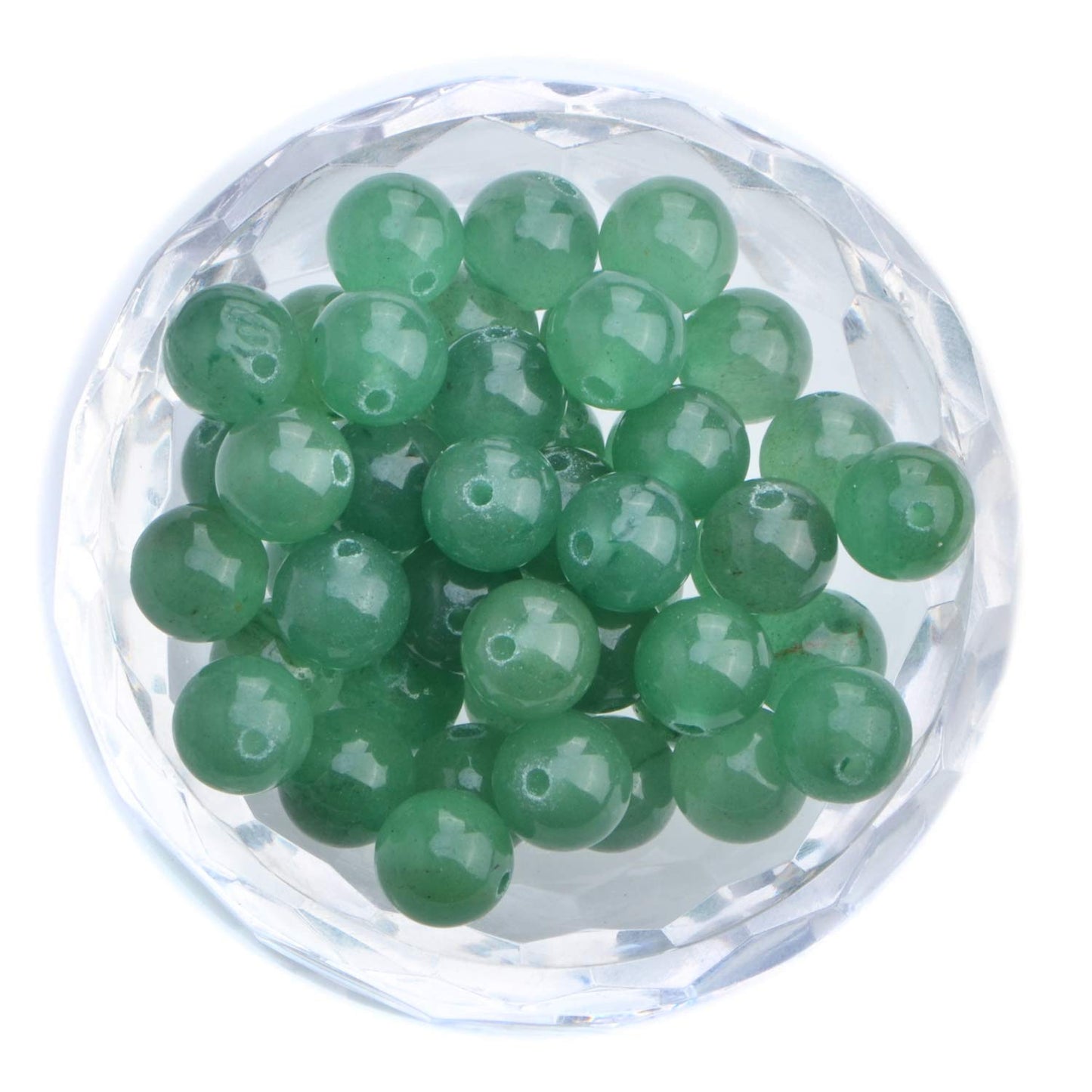 100Pcs Natural Crystal Beads Stone Gemstone Round Loose Energy Healing Beads with Free Crystal Stretch Cord for Jewelry Making (Green Aventurine, 8MM)