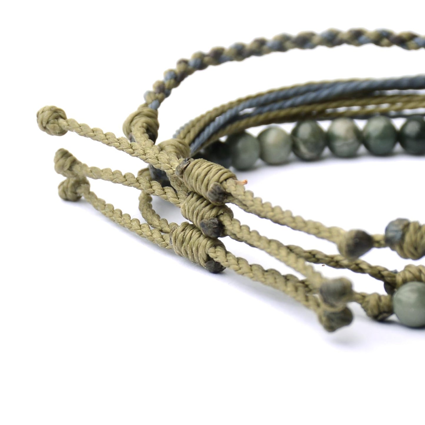 Handmade Natural Stone Beaded Healing Bracelet Gift for Men Adjustable Rope String Bracelet (Mud colored stone, Adjustable)