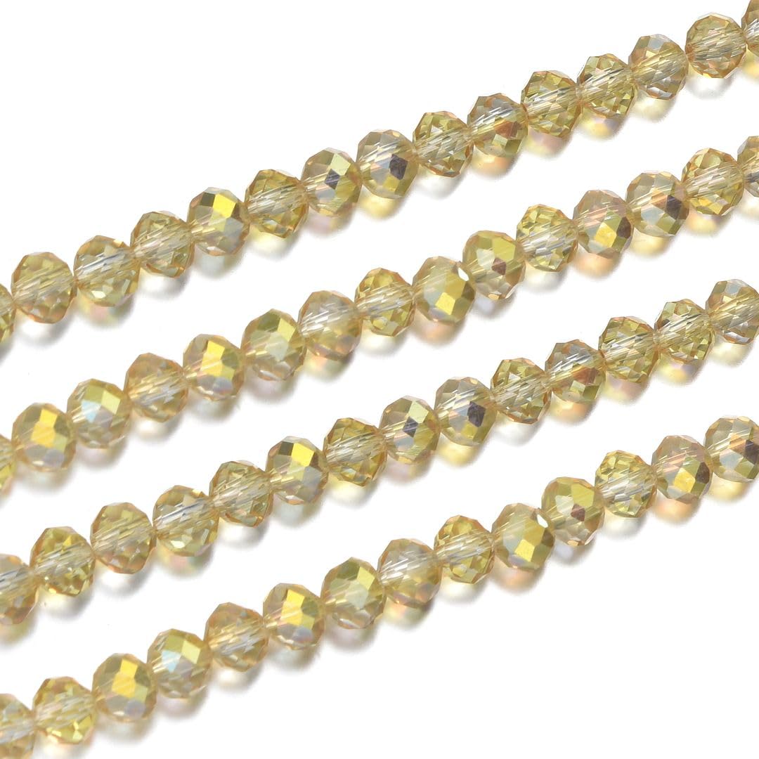 1000pcs Czech Faceted Rondelle Crystal Glass Loose Beads 6mm Spacer Bulk Gold Shimmer for DIY Craft Jewelry Making CCR638