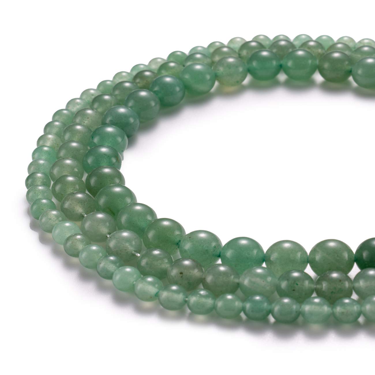 BEADIA Natural Green Aventurine Jade Stone Round Loose Semi Gemstone Beads for Jewelry Making 6MM 61PCS