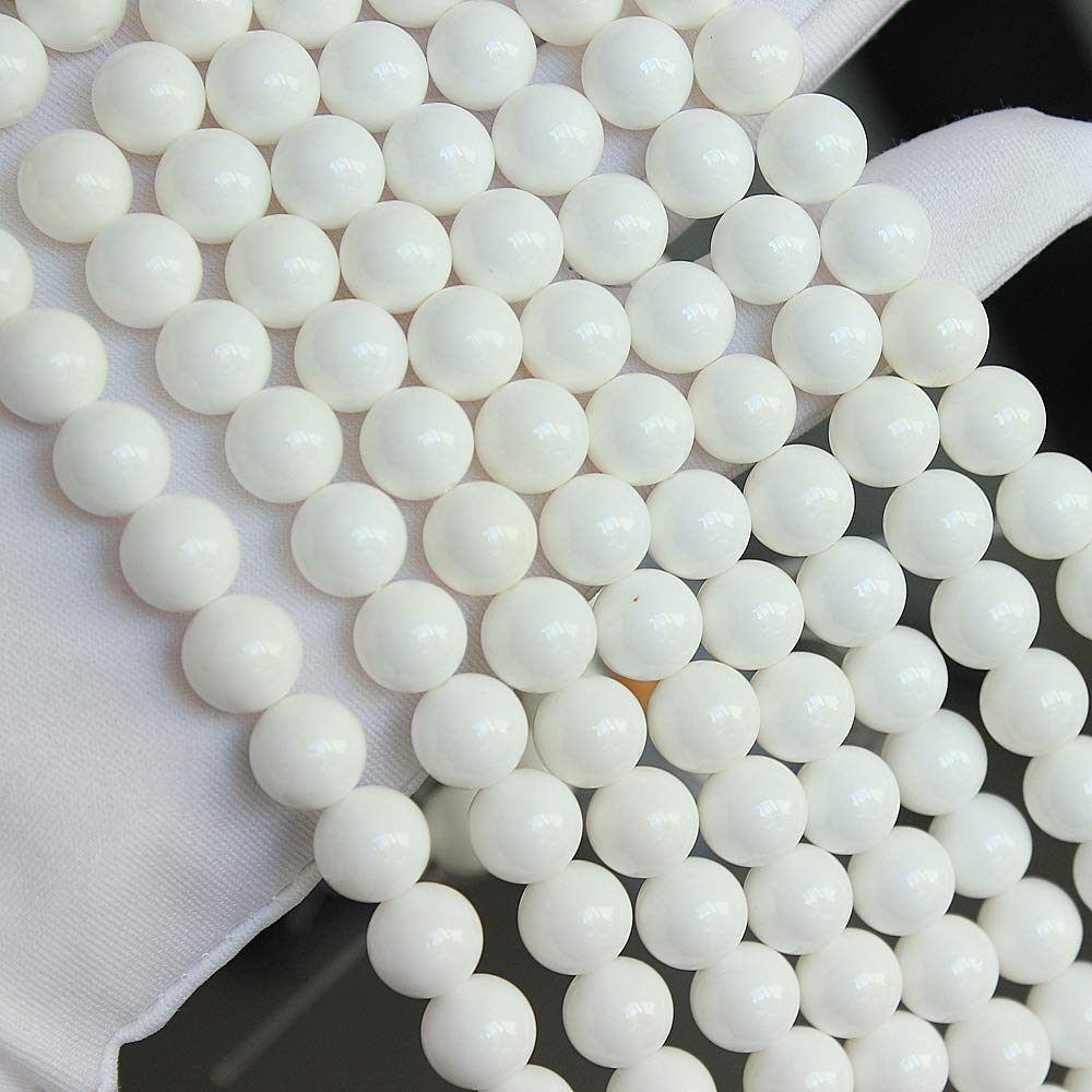 MJDCB 7A Natural Deep Sea White Shells Round Stone Beads for Jewelry Making DIY Bracelet Necklace (4mm)