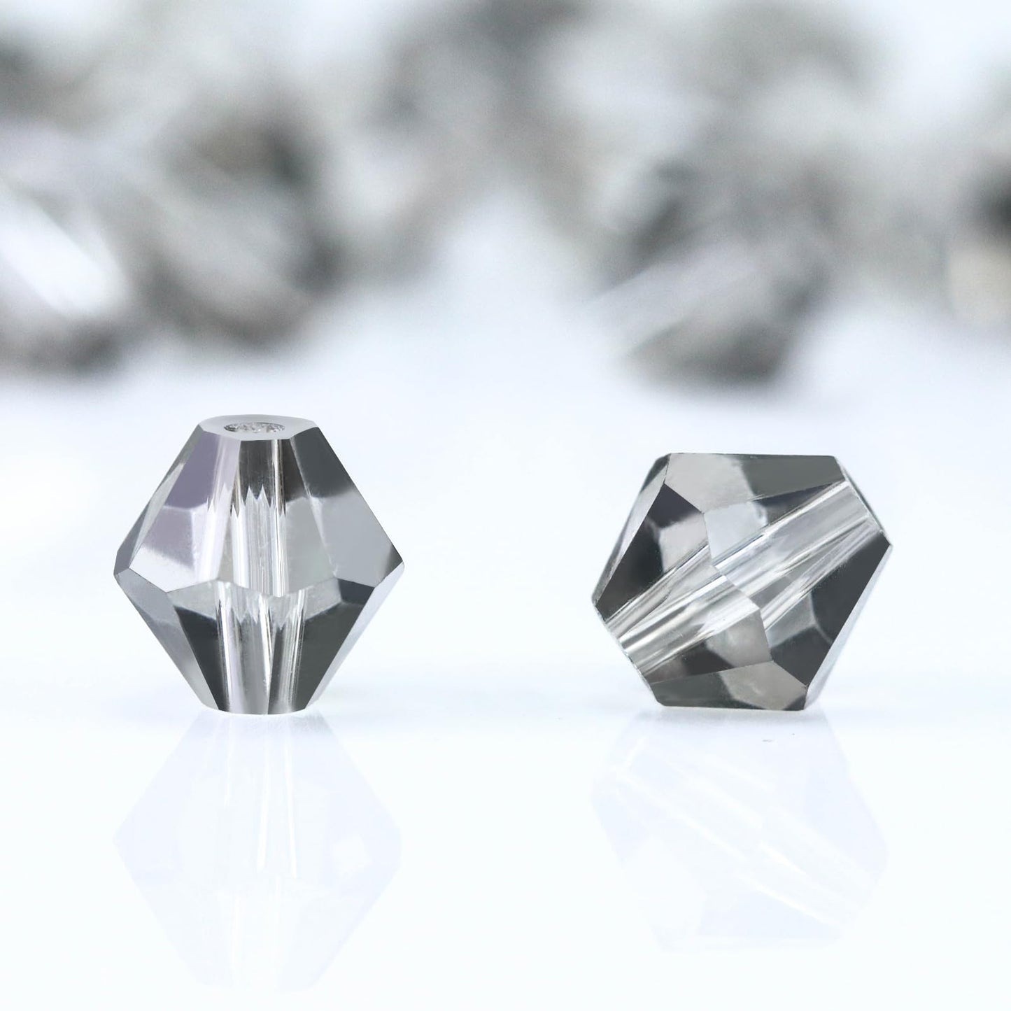 Dowarm 250PCS 6MM Faceted Bicone Crystal Beads for Crafts, Jewelry Making, DIY Bracelet, Necklace, Dolls, Wine Charms, Wind Chimes, Suncatchers, Loose Spacer Glass Beads, Transparent Gray
