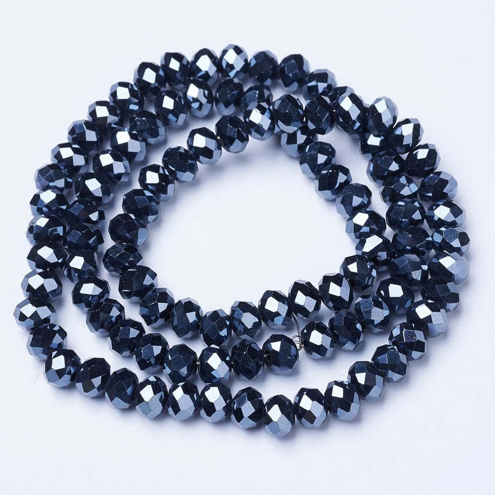 10 Strands Faceted Rondelle Briolette Glass Beads 4x3mm Electroplate Glass AB Color Opaque Tiny Spacer Beads 1230pcs for Bracelets Jewelry Making