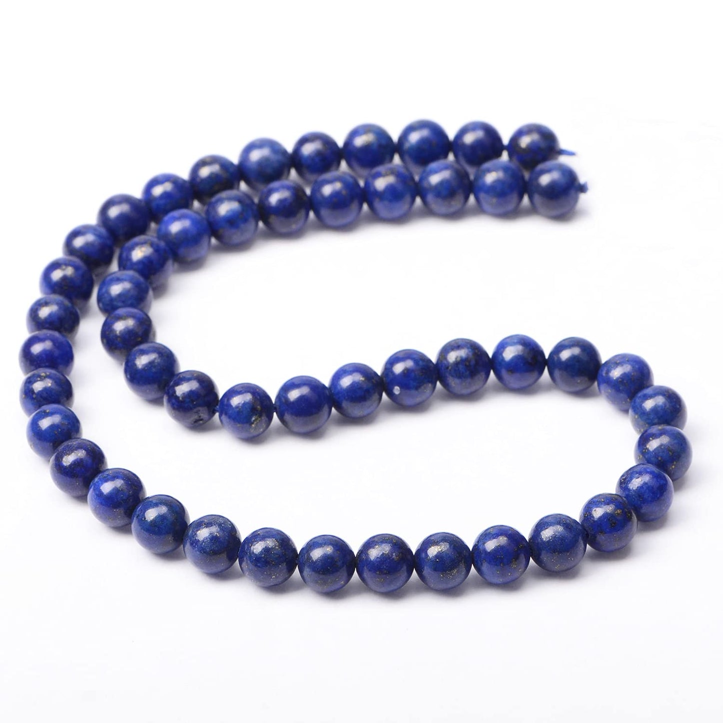 AD Beads Natural Gemstone Round Loose Beads 15" for Bracelet Necklace Earrings Jwelery Making Crafts DIY (8mm, Blue Lapis)