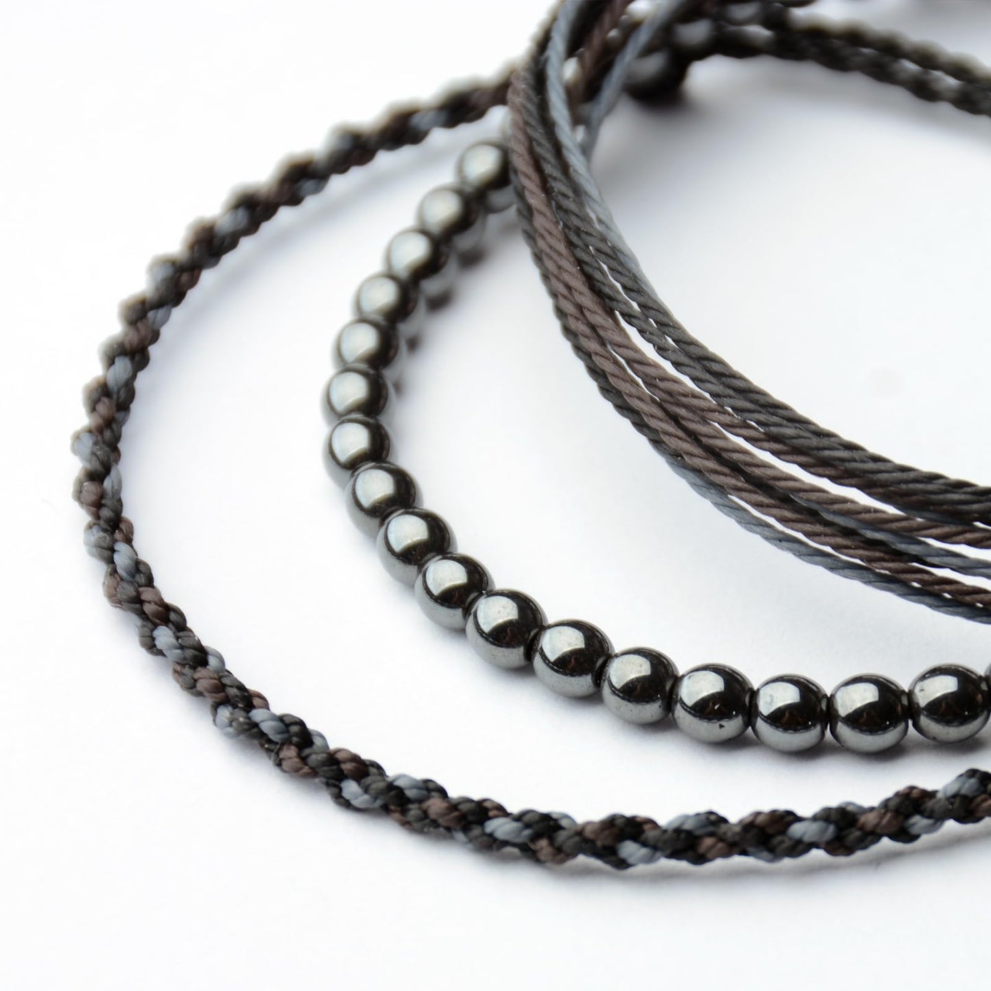 Handmade Natural Stone Beaded Healing Bracelet Gift for Men Adjustable Rope String Bracelet (Hematite, Adjustable)