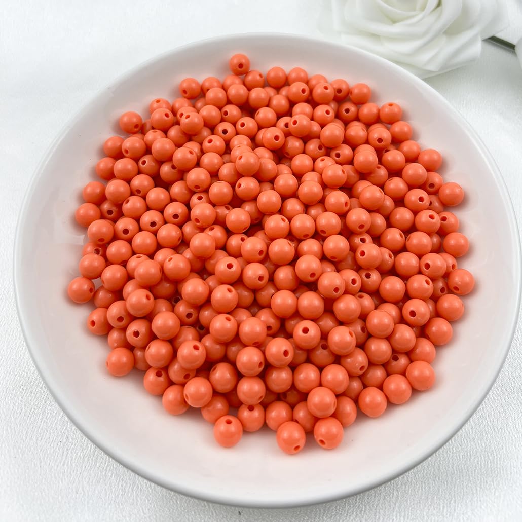 Mulutoo 120Pieces 12MM Acrylic Round Beads Round Acrylic Balls Chunky Beads Smooth Spacer Plastic Pastel Beads Craft Beads for Necklace and Bracelet Making Crafting Supplies(194-orange)