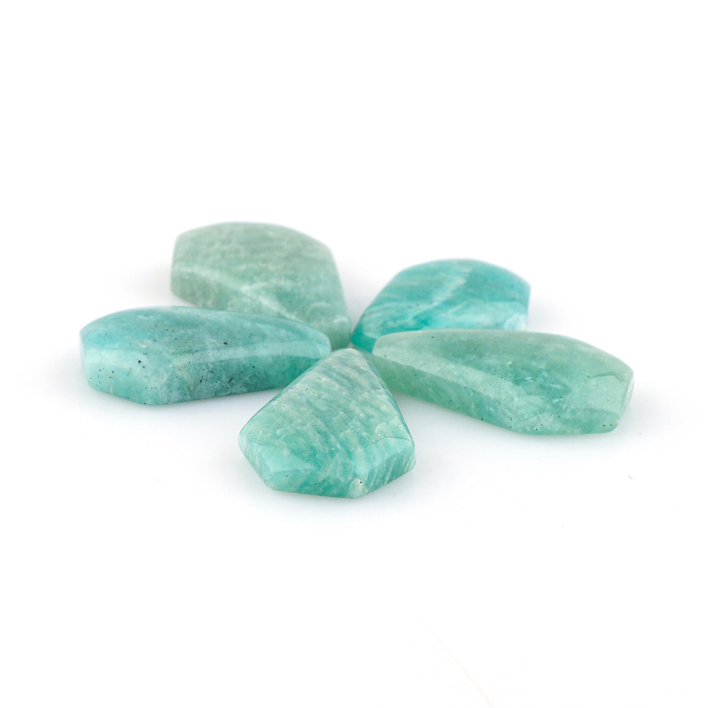 CRYSTALIS Wholesale 5pcs Natural Amazonite Coffins, Loose Gemstone, Bulk Flat Cabochons Jewelry Making Supply, Chakra Healing Polished Stones, Wire Wrapping, DIY, Gem Collection, 20+mm